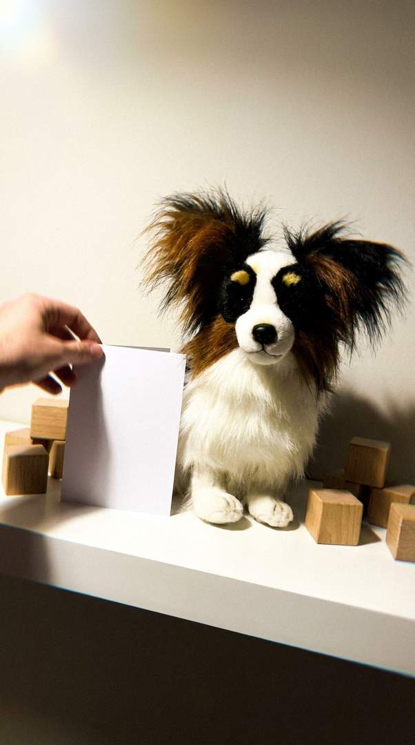 Spaniel kontynentalny Papillon – realistyczna maskotka psa | Prezent